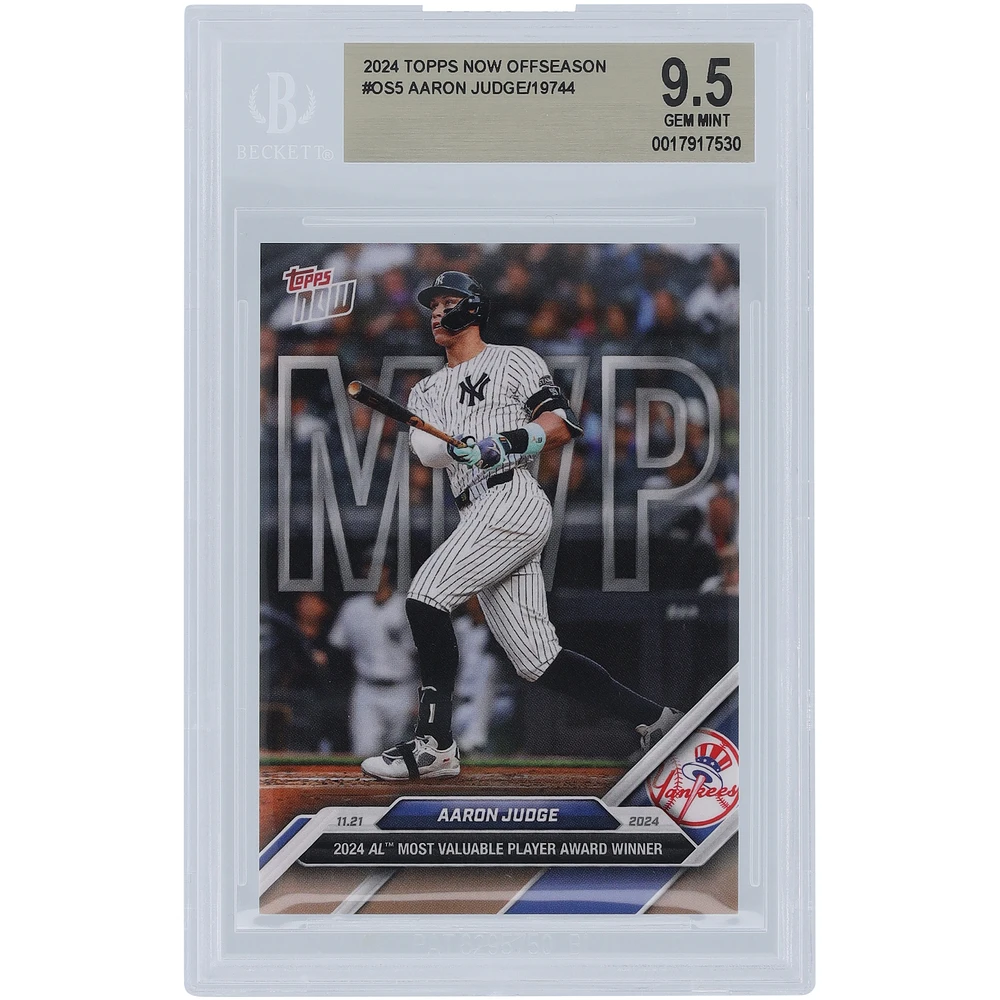 Aaron Judge New York Yankees 2024 Topps Now 2024 AL Most Valuable Player Award Winner #OS-5 BGS Authenticated 9.5 Card