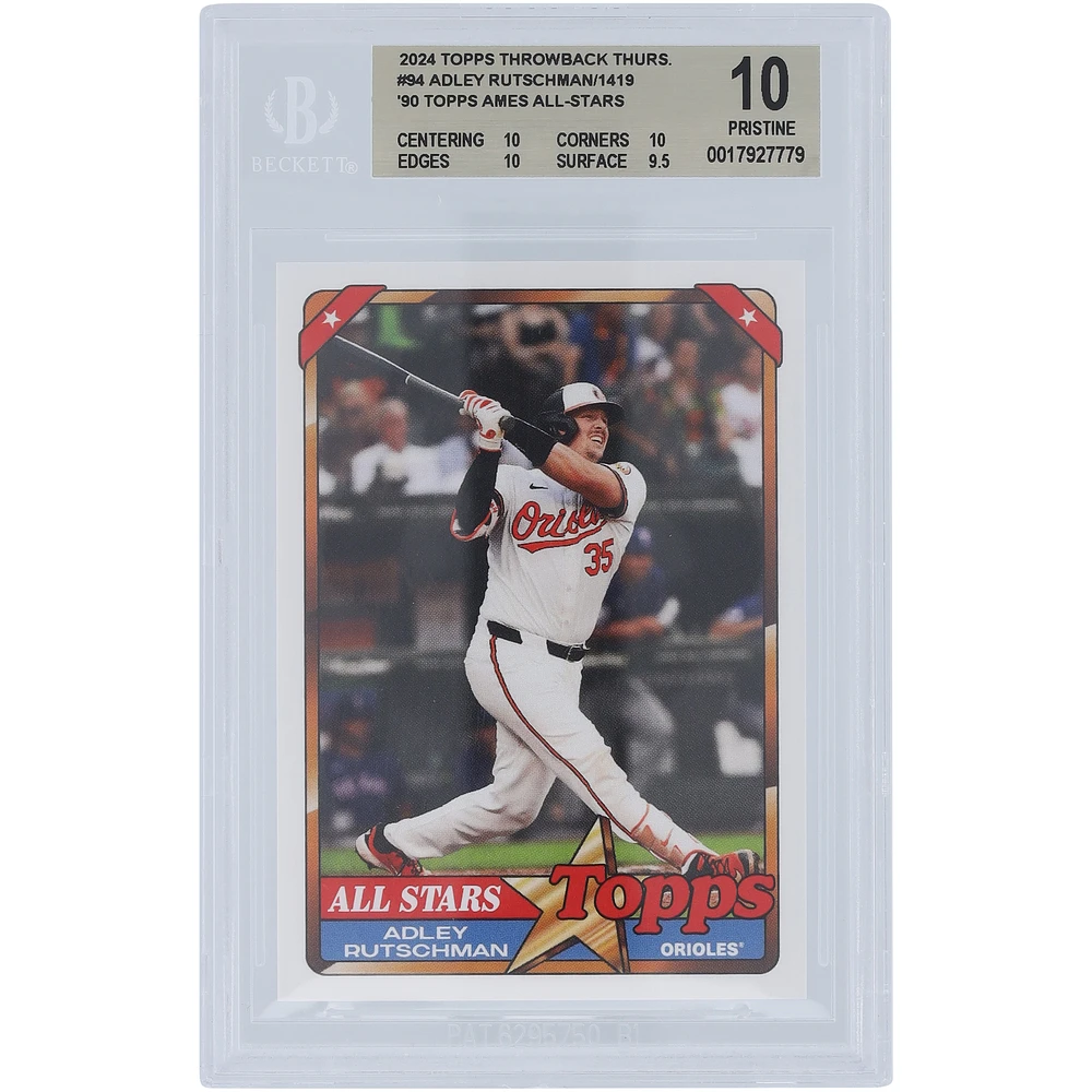 Adley Rutschman Baltimore Orioles 2024 Topps TBT 90 Topps Ames All-Stars #94 BGS Authenticated 10 Card - 10,10,10,9.5 Subgrades