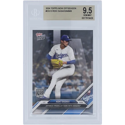 Roki Sasaki Los Angeles Dodgers 2024 Topps Now Japanese Fireballer Signs With Dodgers #OS-13 BGS Authenticated 9.5 Rookie Card