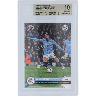 Erling Haaland Manchester City 2024-25 Topps Now Fastest Player to 50 Goal Involvements 26.11.24 #50 BGS Authenticated 10 Card - 10,10,9.5,10 Subgrades