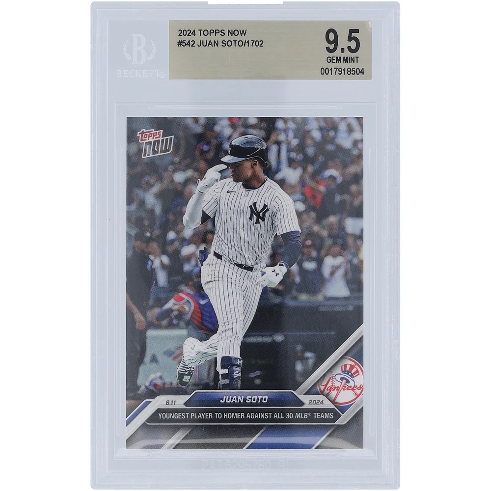 Juan Soto New York Yankees 2024 Topps Now Youngest Player To Homer Against All 30 MLB Teams #542 BGS Authenticated 9.5 Card