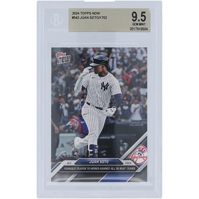 Juan Soto New York Yankees 2024 Topps Now Youngest Player To Homer Against All 30 MLB Teams #542 BGS Authenticated 9.5 Card