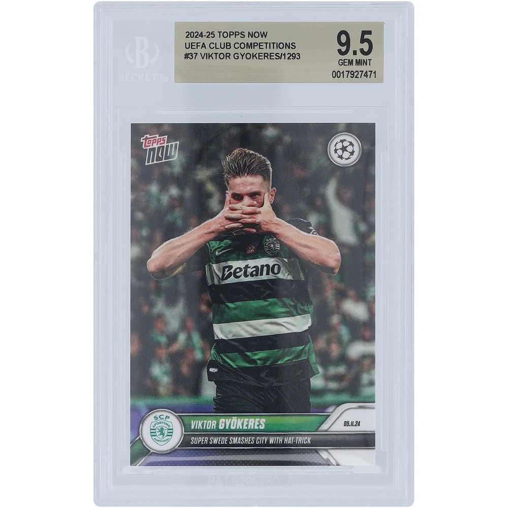 Viktor Gyökeres Sporting Clube de Portugal 2024-25 Topps Now Hat Trick 05.11.24 #37 BGS Authenticated 9.5 Card
