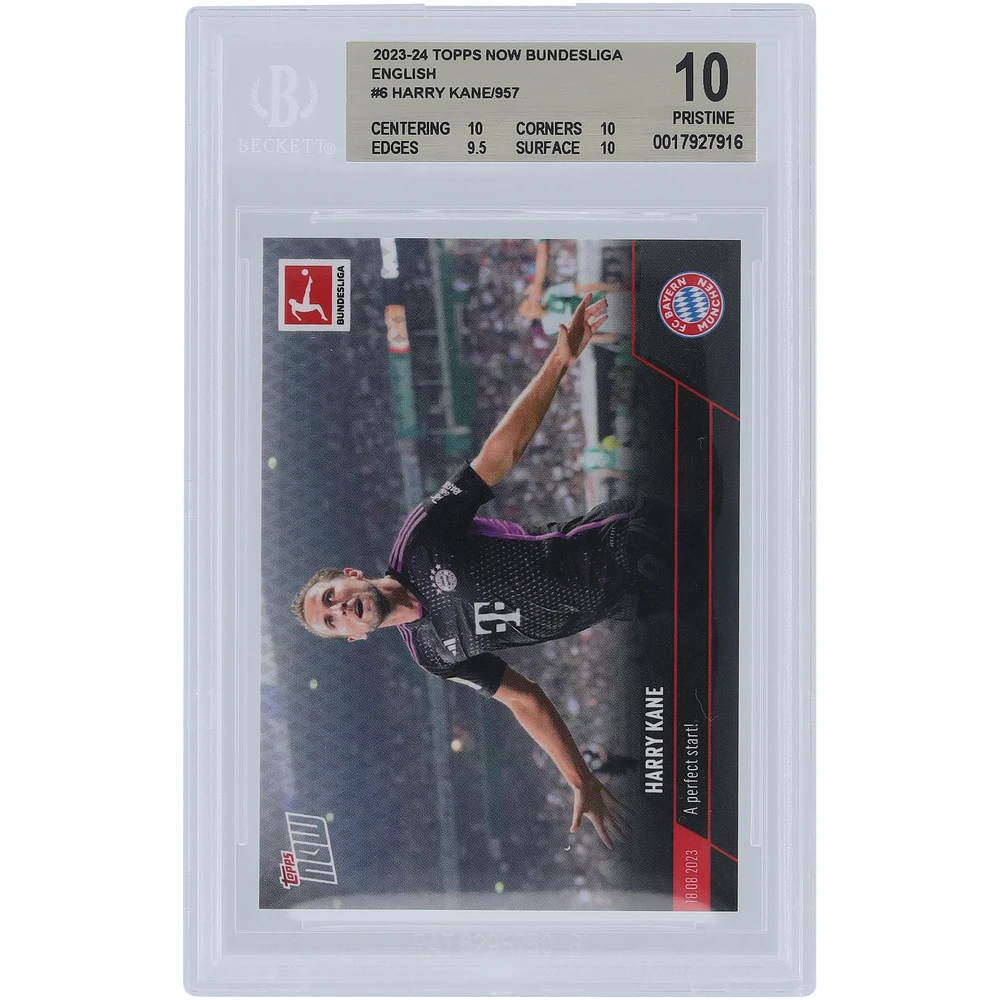 Harry Kane Bayern Munich 2023-24 Topps Now A Perfect Start! 18.08.2023 #6 BGS Authenticated 10 Card - 10,10,9.5,10 Subgrades