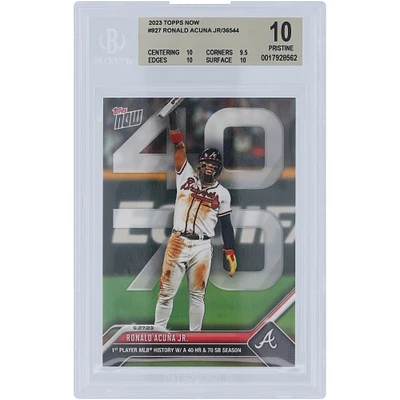 Ronald Acuna Atlanta Braves 2023 Topps Now 1st MLB Player w/ a 40 HR & 70 SB Season 09.27.23 #927 BGS Authenticated 10 Card - 10,9.5,10,10 Subgrades