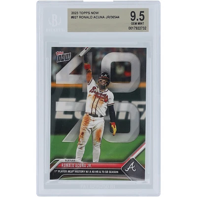 Ronald Acuna Atlanta Braves 2023 Topps Now 1st MLB Player w/ a 40 HR & 70 SB Season 09.27.23 #927 BGS Authenticated 9.5 Card