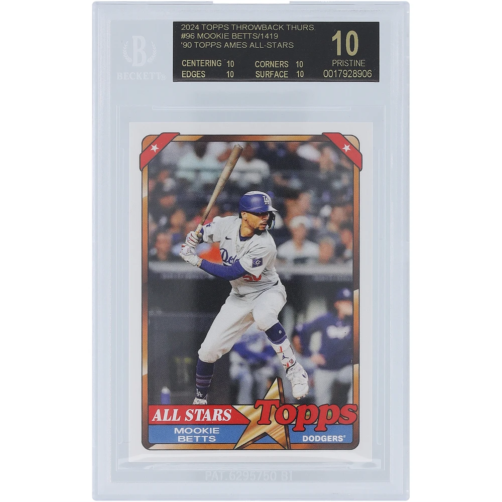 Mookie Betts Los Angeles Dodgers 2024 Topps TBT 90 Topps Ames All-Stars Black Label #96 BGS Authenticated 10 Card - 10,10,10,10 Subgrades