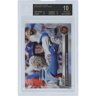 Brett Baty New York Mets 2022 Topps Now Black Label Slugs Two-Run Homer In 1st Career At-Bat #729 BGS Authenticated 10 Rookie Card - 10,10,10,10 Subgrades