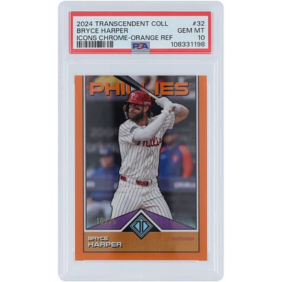 Bryce Harper Philadelphia Phillies 2024 Topps Transcendent Orange Refractor #32 #10/25 PSA Authenticated 10 Card