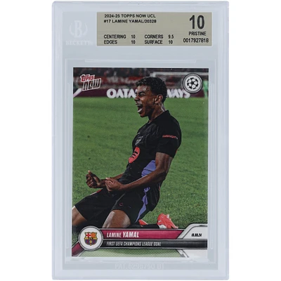 Lamine Yamal Barcelona 2024 Topps Now First UEFA Champions League Goal 19.09.24 #17 BGS Authenticated 10 Card - 10,9.5,10,10 Subgrades