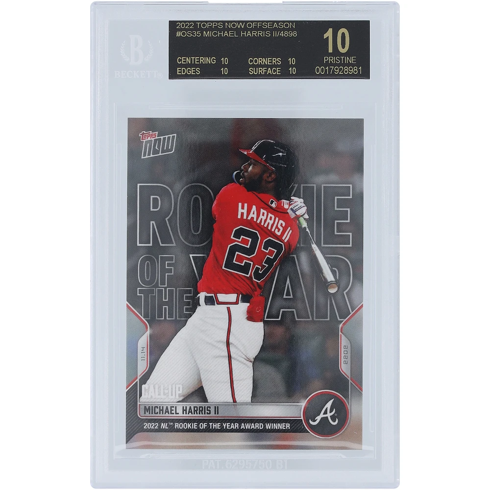 Michael Harris Atlanta Braves 2022 Topps Now 2022 NL Rookie of The Year Award Winner 11.14.2022 Black Label #OS-35 BGS Authenticated 10 Card - 10,10,10,10 Subgrades