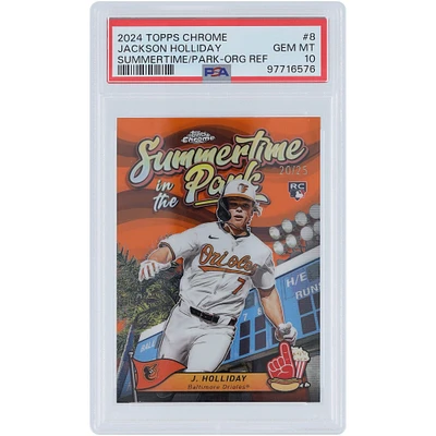 Jackson Holliday Baltimore Orioles 2024 Topps Chrome Summertime in the Park Orange Refractor #SITP-8 #20/25 PSA Authenticated 10 Rookie Card