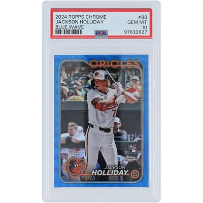 Jackson Holliday Baltimore Orioles 2024 Topps Chrome Blue Wave Refractor #88 #18/75 PSA Authenticated 10 Rookie Card