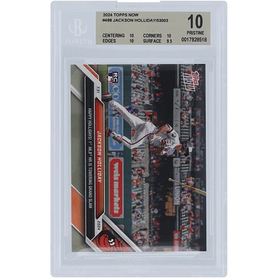 Jackson Holliday Baltimore Orioles 2024 Topps Now Happy Hollidays! 1st MLB HR is Grand Slam 07.31.24 #498 BGS Authenticated 10 Rookie Card - 10,10,10,9.5 Subgrades