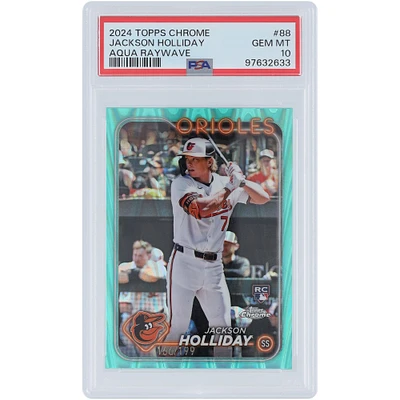 Jackson Holliday Baltimore Orioles 2024 Topps Chrome Aqua Raywave Refractor #88 #166/199 PSA Authenticated 10 Rookie Card