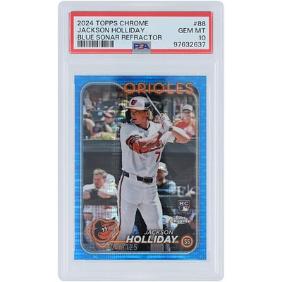 Jackson Holliday Baltimore Orioles 2024 Topps Chrome Blue Sonar Refractor #88 #46/125 PSA Authenticated 10 Rookie Card