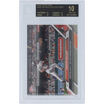 Jackson Holliday Baltimore Orioles 2024 Topps Now Happy Hollidays! 1st MLB HR is Grand Slam 07.31.24 Black Label #498 BGS Authenticated 10 Rookie Card - 10,10,10,10 Subgrades