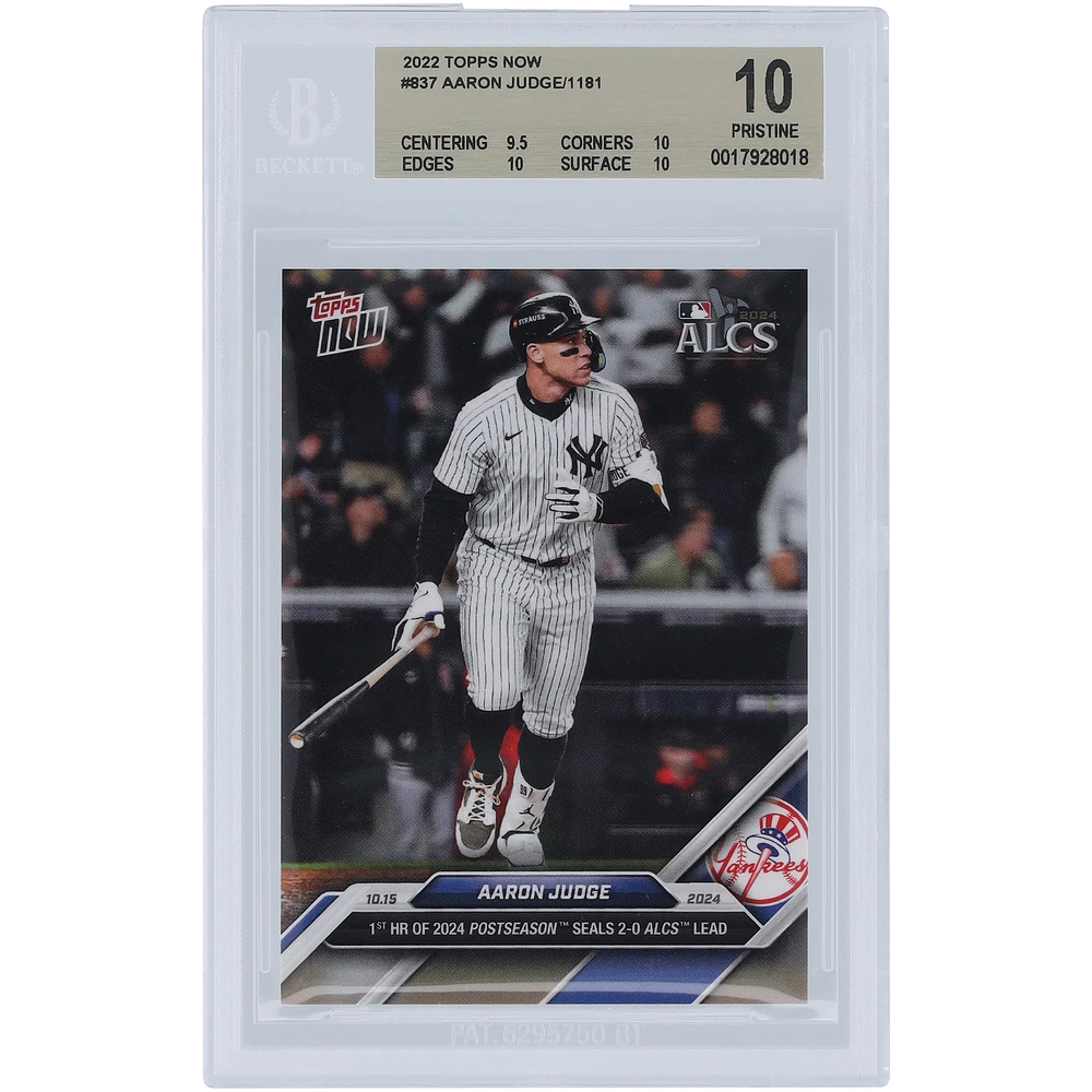 Aaron Judge New York Yankees 2024 Topps Now 1st HR Of 2024 Postseason Seals 2-0 ALCS Lead #837 BGS Authenticated 10 Card - 9.5,10,10,10 Subgrades