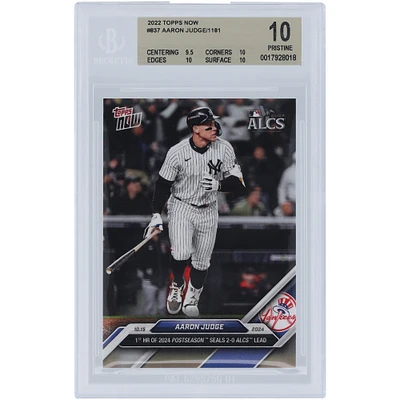 Aaron Judge New York Yankees 2024 Topps Now 1st HR Of 2024 Postseason Seals 2-0 ALCS Lead #837 BGS Authenticated 10 Card - 9.5,10,10,10 Subgrades