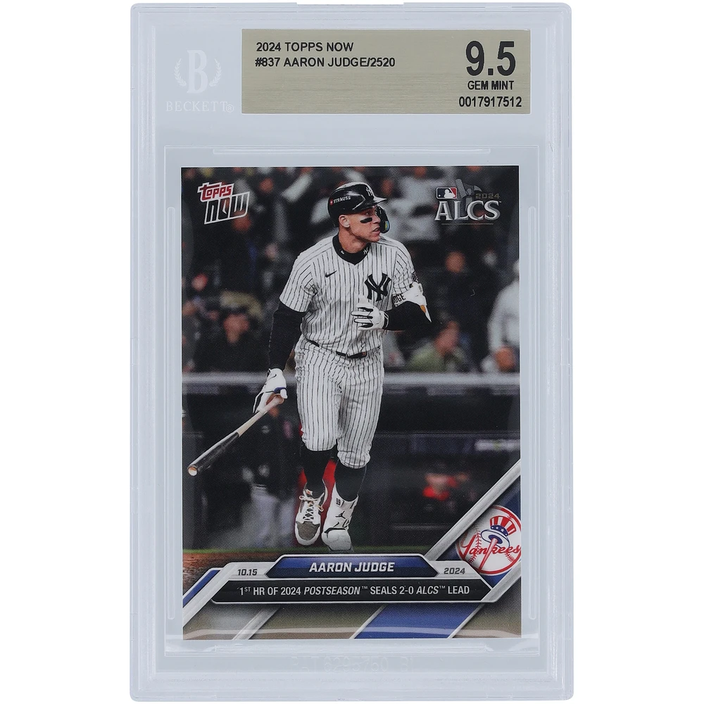 Aaron Judge New York Yankees 2024 Topps Now 1st HR Of 2024 Postseason Seals 2-0 ALCS Lead #837 BGS Authenticated 9.5 Card