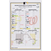 Pittsburgh Pirates Game-Used Lineup Card vs. Washington Nationals on April 16, 2025