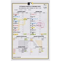 Pittsburgh Pirates Game-Used Lineup Card vs. Cincinnati Reds on April 11, 2025