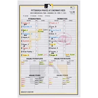 Pittsburgh Pirates Game-Used Lineup Card vs. Cincinnati Reds on April 11, 2025