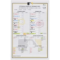Pittsburgh Pirates Game-Used Lineup Card vs. Cincinnati Reds on April 13, 2025