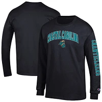 Men's Champion  Black Coastal Carolina Chanticleers Arch Over Logo 2-Hit Long Sleeve T-Shirt