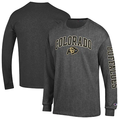 Men's Champion  Charcoal Colorado Buffaloes Arch Over Logo 2-Hit Long Sleeve T-Shirt