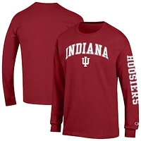 Men's Champion  Crimson Indiana Hoosiers Arch Over Logo 2-Hit Long Sleeve T-Shirt