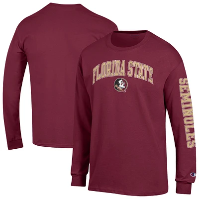 Men's Champion  Garnet Florida State Seminoles Arch Over Logo 2-Hit Long Sleeve T-Shirt