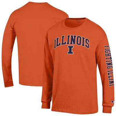 Men's Champion  Orange Illinois Fighting Illini Arch Over Logo 2-Hit Long Sleeve T-Shirt