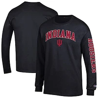 Men's Champion  Black Indiana Hoosiers Arch Over Logo 2-Hit Long Sleeve T-Shirt