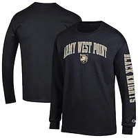 Men's Champion  Black Army Knights Arch Over Logo 2-Hit Long Sleeve T-Shirt