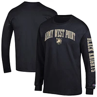 Men's Champion  Black Army Knights Arch Over Logo 2-Hit Long Sleeve T-Shirt
