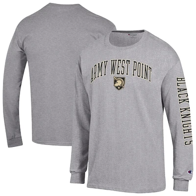 Men's Champion  Heather Gray Army Black Knights Arch Over Logo 2-Hit Long Sleeve T-Shirt