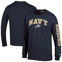 Men's Champion  Navy Midshipmen Arch Over Logo 2-Hit Long Sleeve T-Shirt