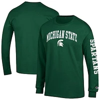 Men's Champion  Green Michigan State Spartans Arch Over Logo 2-Hit Long Sleeve T-Shirt
