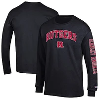 Men's Champion  Black Rutgers Scarlet Knights Arch Over Logo 2-Hit Long Sleeve T-Shirt