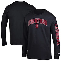 Men's Champion  Black Stanford Cardinal Arch Over Logo 2-Hit Long Sleeve T-Shirt