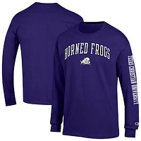 Men's Champion  Purple TCU Horned Frogs Arch Over Logo 2-Hit Long Sleeve T-Shirt
