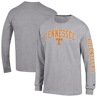 Men's Champion  Heather Gray Tennessee Volunteers Arch Over Logo 2-Hit Long Sleeve T-Shirt