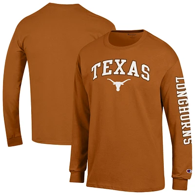 Men's Champion  Texas Orange Longhorns Arch Over Logo 2-Hit Long Sleeve T-Shirt