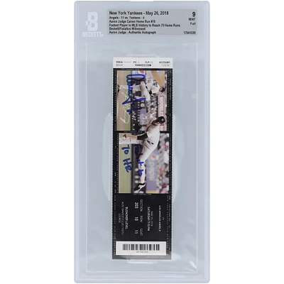 Aaron Judge New York Yankees Autographed Fastest Player in MLB History to Reach 70 Home Runs Beckett Fanatics Witnessed Authenticated 9 Ticket from May 26, 2018 with "Fastest to 70 HR" Inscription