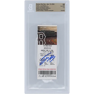 Jackson Holliday Baltimore Orioles Autographed MLB Debut Beckett Fanatics Witnessed Authenticated 10 Ticket from April 10, 2024