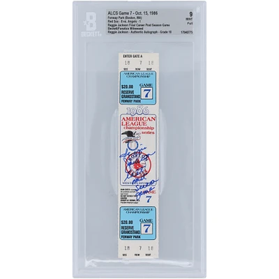 Reggie Jackson California Angels Autographed Final Career Post Season Game Beckett Fanatics Witnessed Authenticated 9/10 Ticket from October 15, 1986 with "Last Post Season Game" Inscription