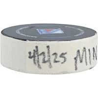 Gustav Nyquist Minnesota Wild Game-Used Goal Puck vs. New York Rangers on April 2, 2025