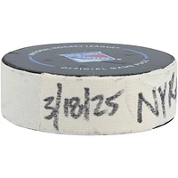 Artemi Panarin New York Rangers Game-Used Goal Puck vs. Calgary Flames on March 18, 2025