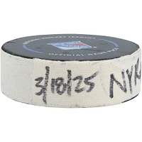 Artemi Panarin New York Rangers Game-Used Goal Puck vs. Calgary Flames on March 18, 2025